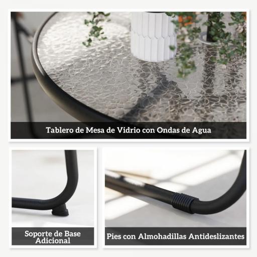 Conjunto de Muebles de Jardín de 6 Piezas con Mesa Redonda Sillas Plegables y Sombrilla para Patio y Terraza Color Gris [6]