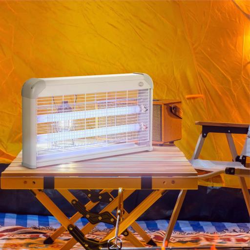 Lámpara Antimosquitos Eléctrico 30W Mata Mosquitos Eléctrico con Luz UV Efecto 60 m² 48,5x8,5x26,5 cm Gris