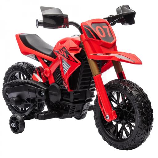 Moto Eléctrica para Niños de +3 Años Moto de Batería para Niños 12V con Ruedas Auxiliar y Bocina Carga 30 kg Rojo [8]
