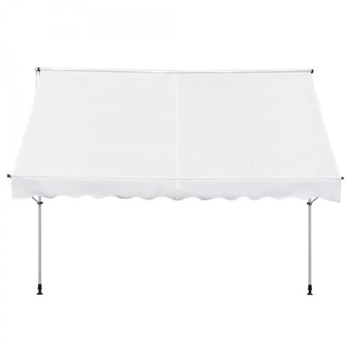 Toldo Manual Retráctil 300x150x170-280 cm con Altura Ajustable Manivela y Protección Solar para Terraza Blanco [9]