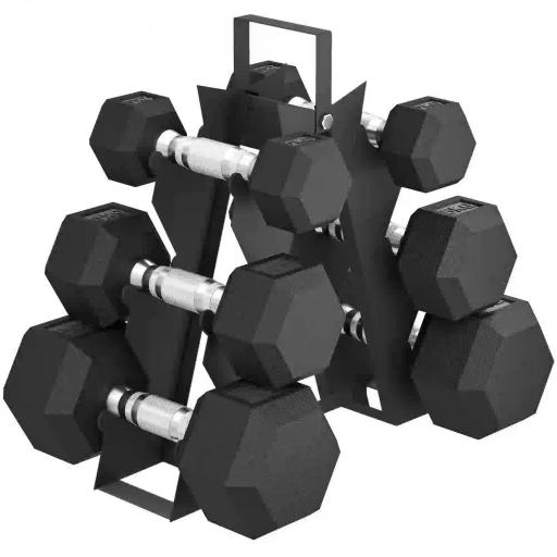 Juego de Mancuernas de 6 Piezas 2 x2 kg 2 x5 kg 2 x8 kg con Soporte de Almacenaje para Entrenamiento en Casa Gimnasio [8]