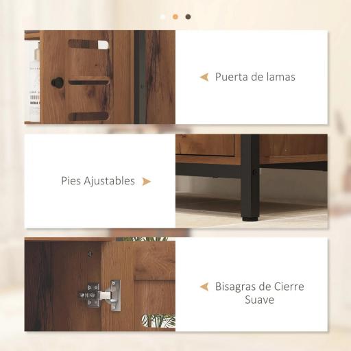 Armario de Baño Estrecho Puerta de Lamas 60x30x85 cm Marrón Rústico [1]