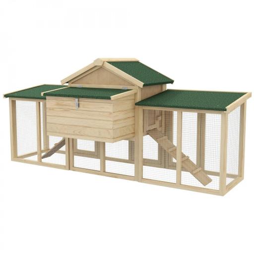 Gallinero de Madera 204x85x93 cm Jaula para 2-4 Gallinas con Nido Bandeja Extraíble Techo de Asfalto y Rampa Natural [1]