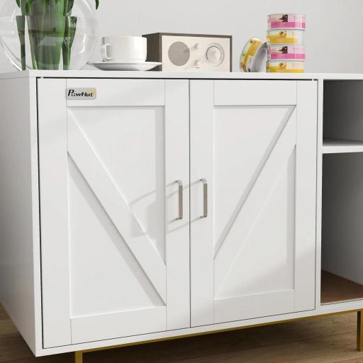 Mueble Arenero Caja de Arena para Gatos con Almohadilla para Rascar y Compartimento de Almacenaje 80x50x61 cm Blanco [3]