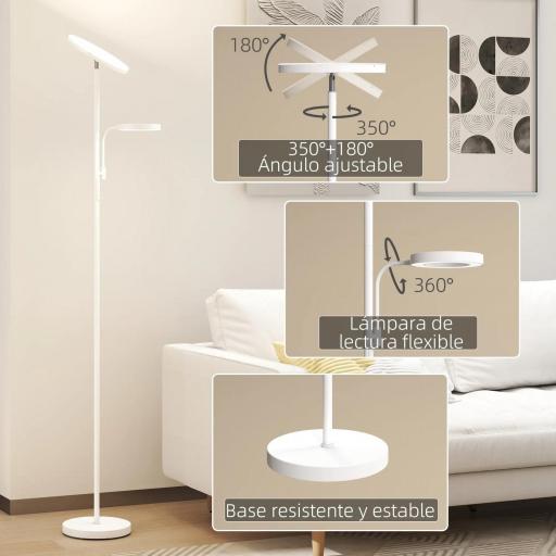 Lámpara de Pie LED Regulable 42W con Control Remoto y Táctil Temperatura de Color y Brillo Ajustable Blanco [2]