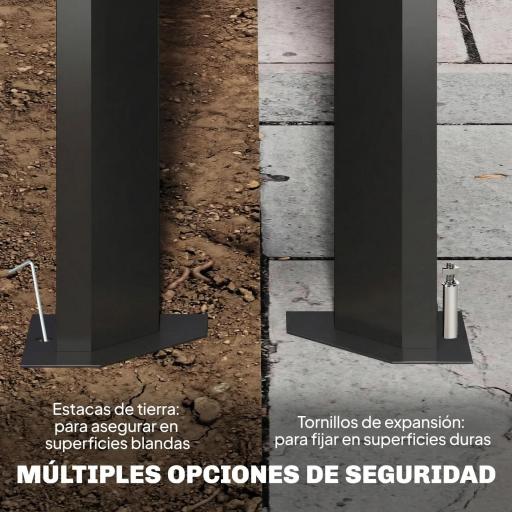 Pérgola de Jardín 3x4 m con Protección UPF 50+ Gazebo con Techo Ajustable Estructura de Metal para Exterior Gris Oscuro [7]