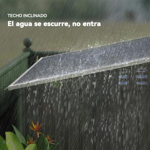 Caseta de Jardín Metálica con Puerta Corredera Ventanas y Ventilación para Almacenaje Exterior 195x122x159/182 cm Gris [3]