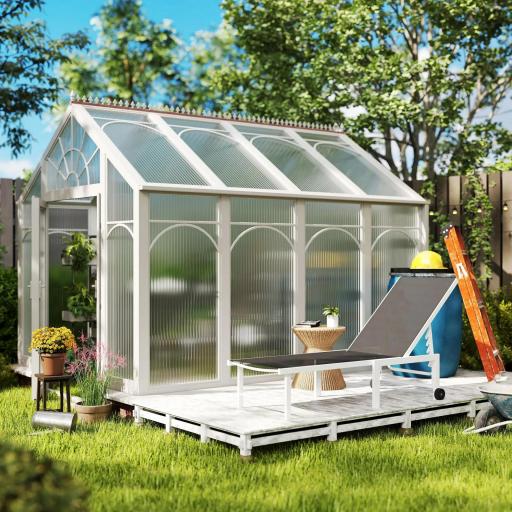 Tumbona Reclinable de Jardín Exterior con Ruedas Respaldo Ajustable en 5 Posiciones y Marco de Acero 166x60x84 cm Gris [6]