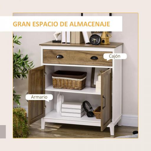 Aparador para Salón Rústico Armario de Almacenamiento con Cajón y Puertas y Estante Ajustable 78,5x39x89,4 cm Marrón [4]