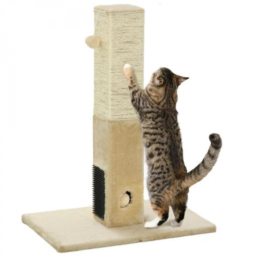 Poste Rascador para Gatos 79 cm Arañador para Gatos con Bola Colgante Poste de Yute 59,5x39x79 cm Beige y Crema [8]