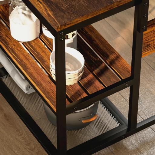 Estantería de Cocina con Puertos USB Tomas de Corriente y Almacenaje con Baldas Ganchos y Encimera Amplia 116x70x182 cm [3]