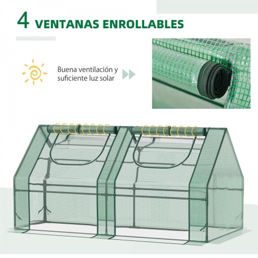 Invernadero de Exterior con Cubierta Doble Ventanas y Marco de Acero para Cultivar Plantas Flores 180x90x90 cm Verde [3]
