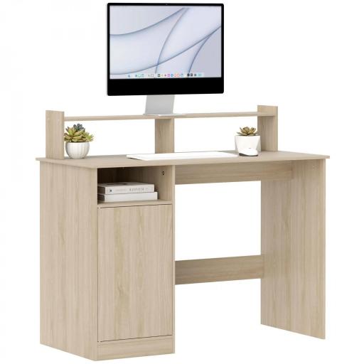 Escritorio con Estantería Moderno Escritorio con Compartimentos Abiertos Soporte para Monitor 108x50x94 cm Natural [8]