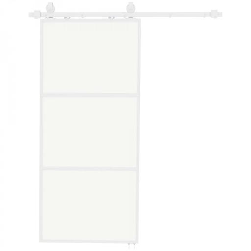 Puerta Corredera de Cristal con Herrajes Mecanismo Cierre Suave para Baño Salón 91,4x203,2 cm Blanco [4]