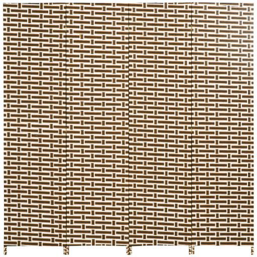 Biombo Separador de Ambientes de 4 Paneles Plegables de Madera de Pino y Fibra de Papel 180x180cm Marrón y Blanco [6]