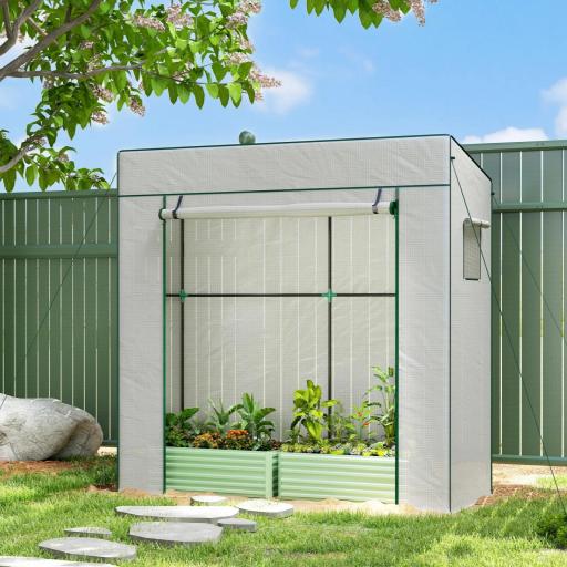 Invernadero de Exterior con Ventanas de Malla y Puerta con Cremallera para Cultivar Plantas Flores 196x77x197 cm Blanco