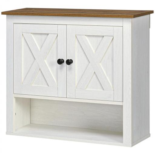 Armario de Pared para Baño Mueble de Baño Colgar con 2 Puertas y Estantes de Almacenamiento 60x19,5x52,5 cm Blanco [8]