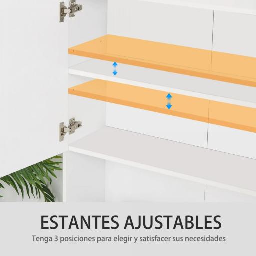 Armario de Cocina Moderno Aparador de Comedor con 3 Cajones 3 Puertas y Estantes Ajustables 80x39,5x183,5 cm Blanco [3]