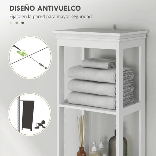 Mueble de Baño con Cajón Puerta Estante Ajustable y 2 Compartimientos Armario de Baño Moderno 40x30x165 cm Blanco [1]