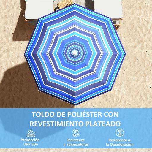 Sombrilla de Playa Grande con Protección UV UPF50+ Inclinación Ajustable y Bolsa de Transporte Ø180x196 cm Multicolor [1]