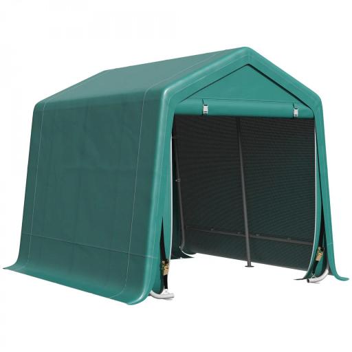Carpa de Jardín Exterior 2,4x2x2 m Cobertizo Exterior con 2 Puertas con Cremallera Impermeable Anti-UV Carpa Verde [8]
