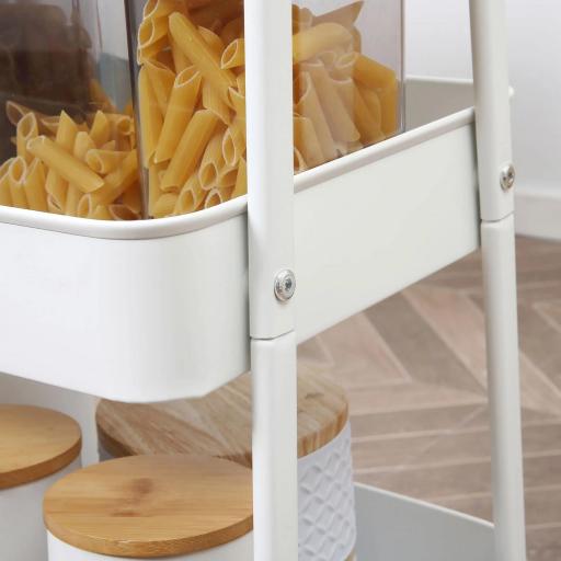 Carrito de Cocina con 3 Cestas de Acero y 1 Placa de Cubierta para Comedor Sala Baño 45x31x79,4 cm Blanco [3]
