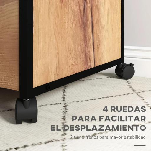 Cajonera de Oficina Cajonera para Escritorio con Ruedas Archivador para Tamaño Carta A4 44x40x66,5 cm Marrón Rústico [4]