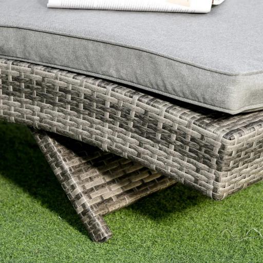 Tumbona de Jardín en Forma de S con 2 Ruedas Respaldo Ajustable en 5 Posiciones y Cojín Extraíble 207x70x70 cm Gris [7]