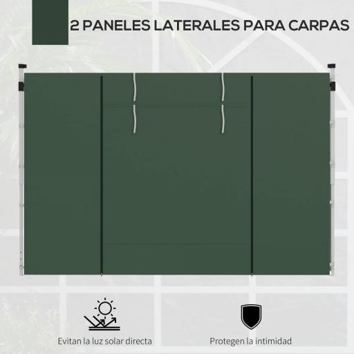  2 Paredes Laterales para Carpa 295x195 cm con Ventana Enrollable y Puerta con Cremallera para Carpa 3x3 m o 3x6 m Verde [2]