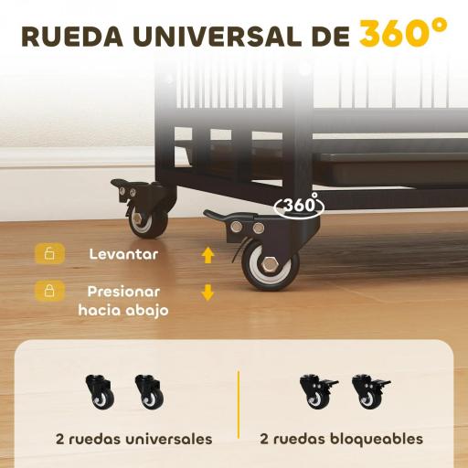 Jaula de Metal para Perros con Ruedas y Frenos Bandeja Extraíble y Puerta con Pestillo para Golden Retriver Labrador 92x62x75 cm Negro [2]
