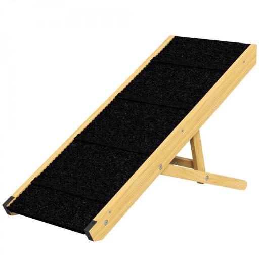 Rampa para Mascotas de Madera con Altura Ajustable en 4 Niveles para Perros Pequeños y Medianos 83,5x35x47,5 cm Natural [9]