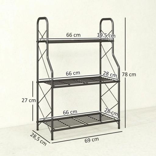 Soporte para Plantas de 3 Niveles Estantería Metálica Resistente para Interior y Exterior 69x28,5x78 cm Negro [1]