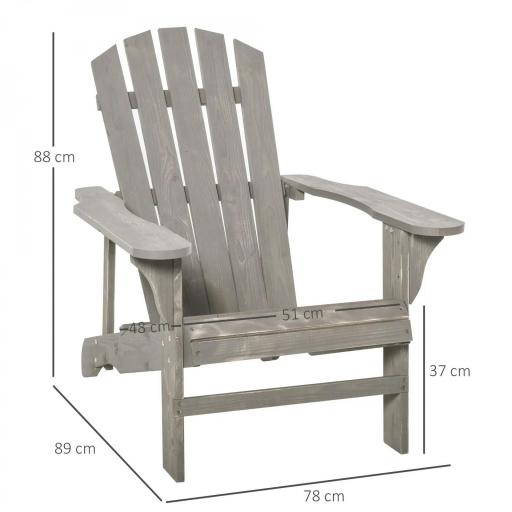 de Jardín Adirondack Asiento Extra Ancho Carga 150 kg para Patio Terraza Balcón 78x89x88 cm Gris Claro [1]