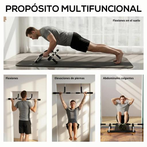 Barra de Dominadas en Techo Barra para hacer Dominadas Barra de Tracción para Entrenamiento Carga 110kg 92x40x17cm Negro [6]