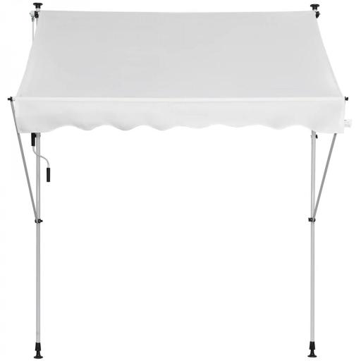 Toldo Manual Retráctil 200x150x170-280 cm para Balcón y Terraza con Altura Ajustable con Manivela Blanco [6]