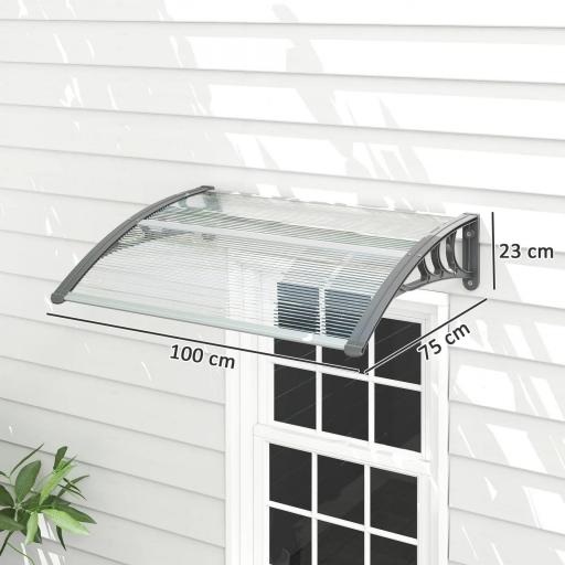 Marquesina para Puertas y Ventanas 100x75 cm con Paneles de Policarbonato Barra de Aluminio Transparente [1]