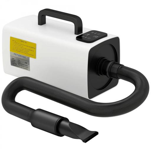 Secador para Perros de 2200W con Pantalla Digital Velocidad y Temperatura Ajustables 3 Boquillas Blanco [9]