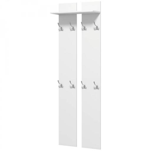 Perchero para Recibidor de Pared con 8 Ganchos y Estante para Entrada Pasillo 55x21,3x170 cm Blanco [9]