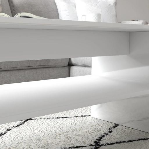 Mesa de Centro Mesa Auxiliar con Compartimento Abierto Mesa de Café 100x40x41,5 cm Blanco Brillante [7]