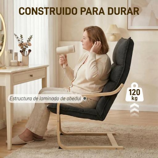 Sillón de Salón Moderno con Respaldo Alto Acolchado Patas de Madera y Tapizado en Terciopelo 67x83x105 cm Negro [5]