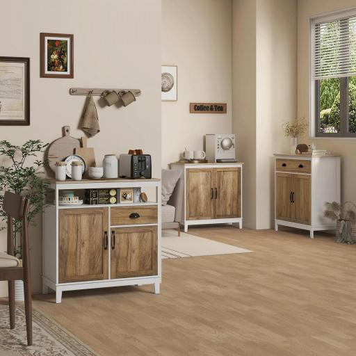 Aparador para Salón Rústico Armario de Almacenamiento con Cajón y Puertas y Estante Ajustable 78,5x39x89,4 cm Marrón [0]