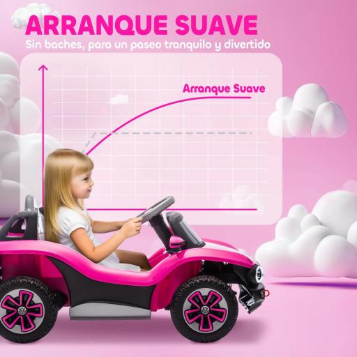 Coche Eléctrico para Niños de +3 Años Volkswagen E-Buggy 12V con Mando a Distancia 2,4 G Ruedas con Suspensión Rosa [6]