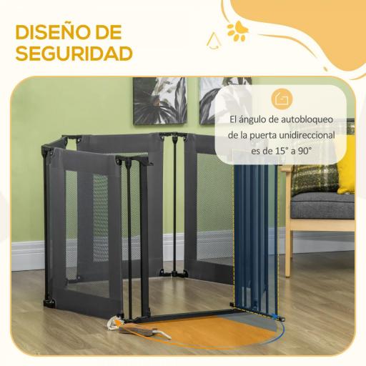 Parque Plegable para Perros de 6 Paneles Convertible en Barrera de Seguridad para Mascotas 117x103x74 cm Negro [6]