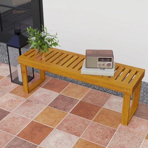 Banco de Jardín de Madera de 2 Plazas con Asiento de Lamas Carga 300 kg para Exteriores 120x34x43 cm Teca [6]