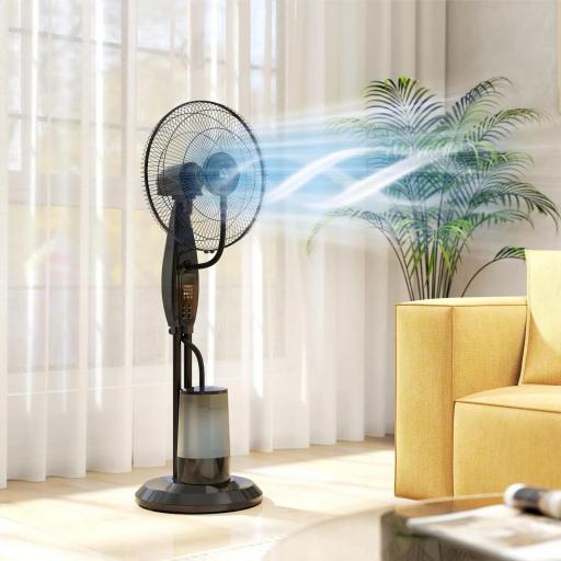 Ventilador Nebulizador de 3 Velocidades con Temporizador 3 Modos y Depósito 3,2L 44,5x38,5x120 cm Negro