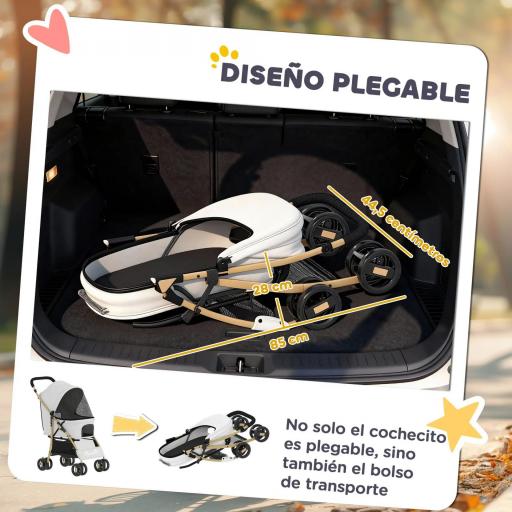 Carrito para Mascotas con 2 Puertas Ventana de Malla Cesta de Almacenamiento Cuerda de Seguridad 80x44,5x97 cm Gris Claro [4]