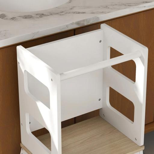 Torre de Aprendizaje para Niños de +3 Años con Pizarra y Barrera de Seguridad para Baño Cocina 55x52,5x87,5 cm Blanco [2]
