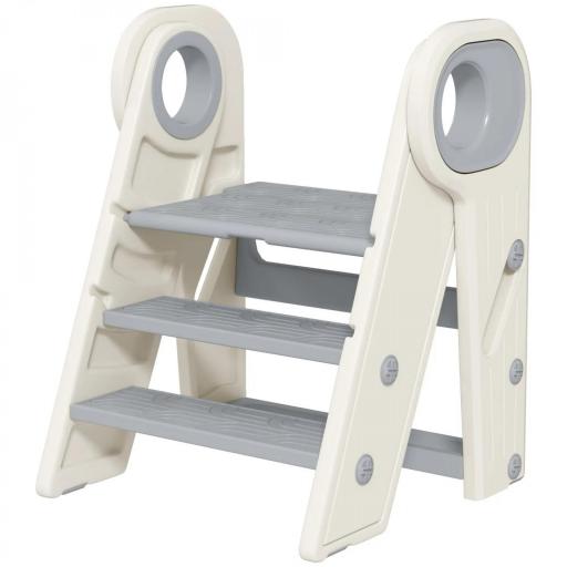 Torre de Aprendizaje Ajustable Escalera para Niños de +18 Meses Antideslizante para Baño Cocina Librería Gris y Blanco  [9]