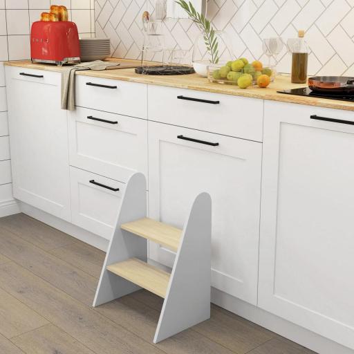 Taburete para Niños de 2 Peldaños Torre de Aprendizaje para Niños de +3 Años para Baño Cocina Librería Dormitorio Blanco [2]