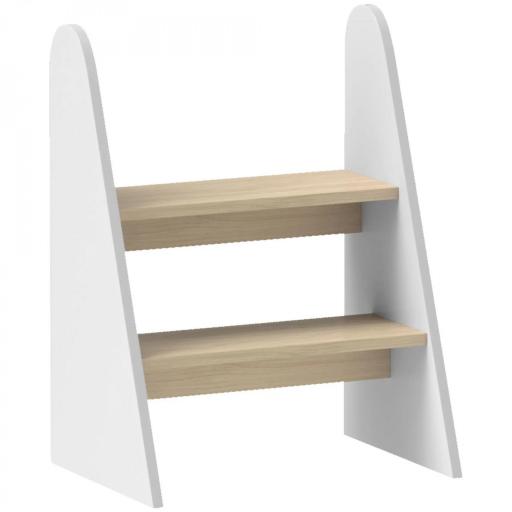Taburete para Niños de 2 Peldaños Torre de Aprendizaje para Niños de +3 Años para Baño Cocina Librería Dormitorio Blanco [7]